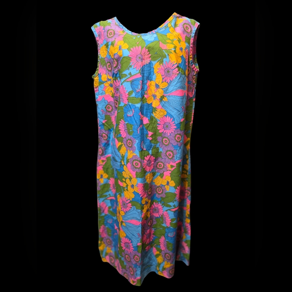 60s dayglo psychadelic floral dress